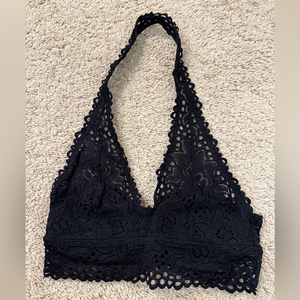 Aerie Black Lace Halter Bralette